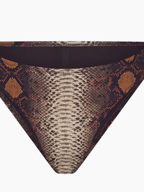 SKIMS Snake-Print Bikini Bottom in Brown, Tan and Black